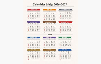 Calendrier bridge 2026-2027